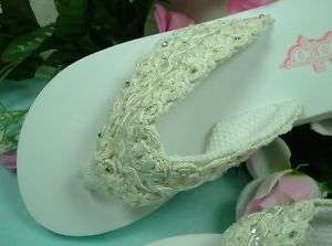 Wedding Shoes FLIP FLOPS KELSEY IVORY TRIMS  