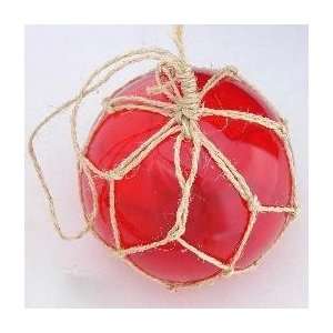   Glass Float   6 Ball with Knotted Jute Netting   New