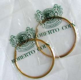 saks fifth ave ROBERTO COIN 18 kt yellow gold 1.75W HOOP EARRINGS no 