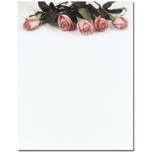  200 Pink Roses Letterhead Sheets 