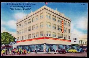 Vintage Linen Postcard S.H. Kress Store St. Pete FL  
