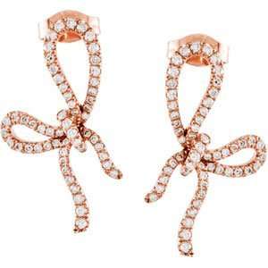    14K Pink Gold 1/2 ct. Diamond Bow Earrings Katarina Jewelry