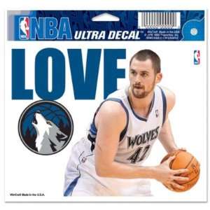  Kevin Love   Minnesota Timberwolves 5x6 Cling Decal 