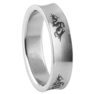   Stainless Steel Ring with Lasercut Dragon Design   Width 6mm   Size