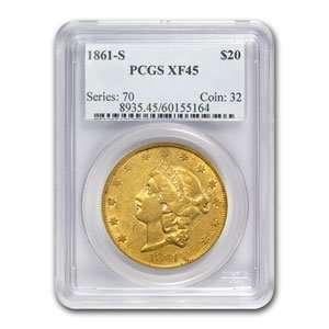  1861 S $20 Gold Liberty Double Eagle XF 45 PCGS Toys 