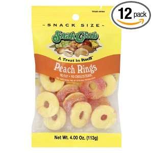 Snak Club Peach Rings, 4 ounce bags, (Pack of 12)  Grocery 