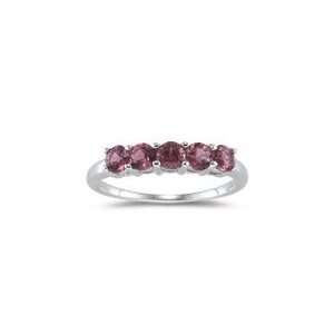  Pink Tourmaline Five Stone Ring in 18K White Gold 5.5 