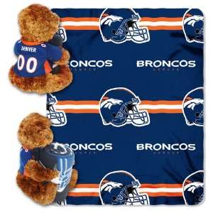   Denver Broncos 40 inch x 50 inch Fleece Blanket with Bear Sports