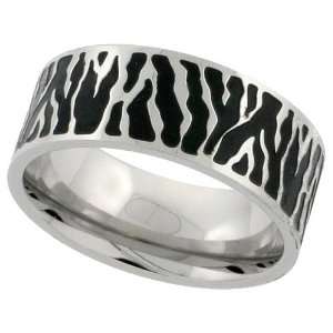 Surgical Stainless Steel 3/8 in. (9mm) Zebra Stripe Band (Available in 