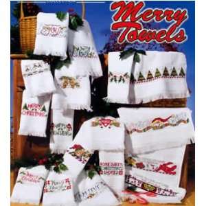  Merry Towels (cross stitch) Arts, Crafts & Sewing