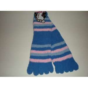  Fuzzy Striped Long Toe Socks (Royal blue,Pink,Light Blue 