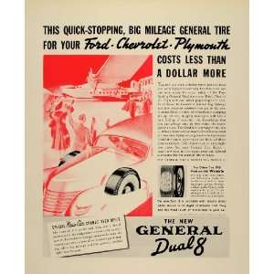  1938 Ad General Tire Rubber Dual 8 Ford Chevrolet Cars 