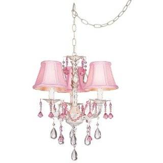 Pretty in Pink Swag Style Plug In Mini Chandelier