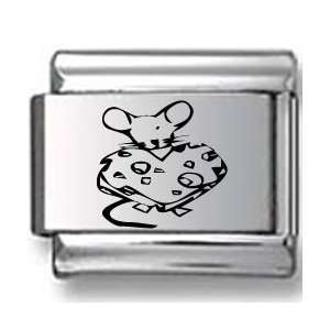  Mouse eating Cheese Laser Italian Charm Jewelry