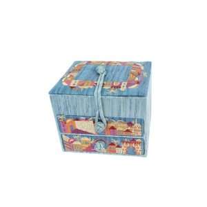  Emanuel Embroidered Jewelry Box With Jerusalem in Blue