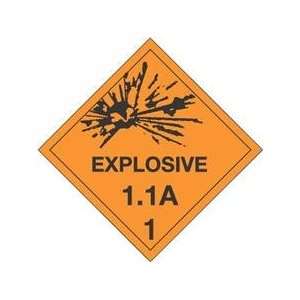  4 x 4 Explosive 1.1A D.O.T. Class 1 Hazard Labels (500 