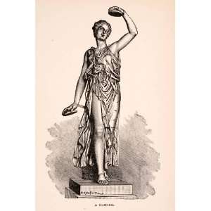  1896 Wood Engraving Dancer Rome Italy Sculpture Costume 