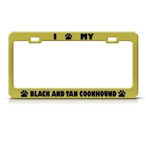  Black And Tan Coonhound Dog Gold Metal license plate frame 
