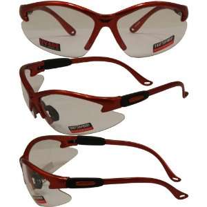  Global Vision Cougar Safety Sunglasses Orange Frame Clear 