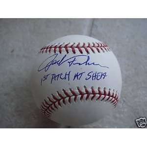  Jack Fisher Autographed Baseball   1st Pitch At Shea 