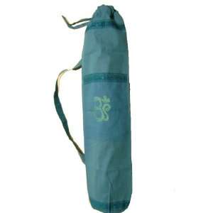   Cotton Turquoise Embroidered Yoga Mat Bag (om)