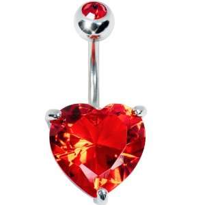  July 14mm Heart Solitaire Birthstone Belly Ring Jewelry