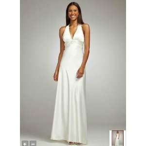   Satin Charmeuse Gown with Halter Neckline Style 