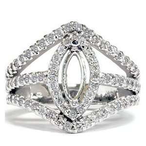  .86 Ct Fancy Marquise Cut Diamond Semi Mount Ring Setting 