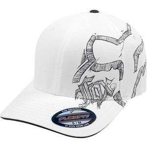  Fox Racing Drawn Out Flexfit Hat   X Small/Small/White 
