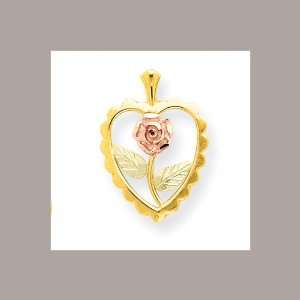  10k Black Hills Gold Rose in Heart Pendant Jewelry