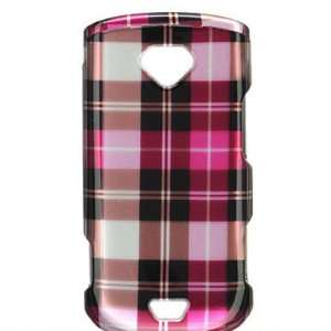   on Case Cover for Samsung Gem i100, Cool Hot Pink Checkers Plaid Print