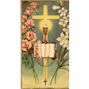  Vintage European Prayer Card, 2 x 4 inches, Bible, Rosary 