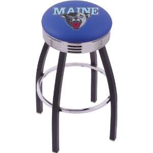 University of Maine Steel Stool with 2.5 Ribbed Ring Logo Seat and 