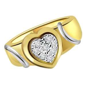  0.48 Ct Real Diamond Two tone Heart Shaped Ring in 18k 