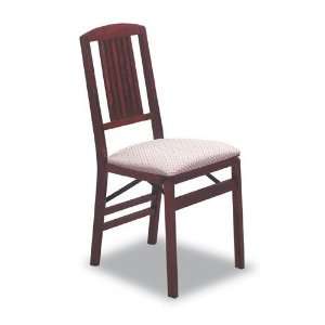 Stakmore Simple Mission Wood Folding Chair with Upholstered Seat in 