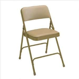   Upholstered Folding Chair [Set of 4] Color Brown/Beige Frame Office
