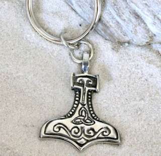 THORS HAMMER NORSE THOR Pewter KEYCHAIN Key Ring FOB  
