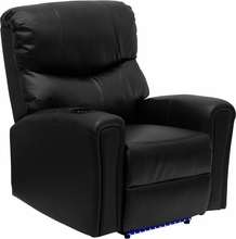 Fully Powered Automatic Massaging Black Leather Recliner with 