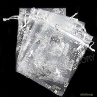 50 Charms White Wedding Favour Organza Gift Bag 9*12cm Hot Sale 120360 