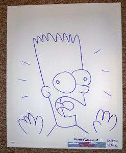 Simpsons MATT GROENING Signed CANVAS Bart Sketch JSA  