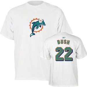  Reggie Bush Miami Dolphins White Reebok Name & Number T 