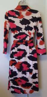 Diane Von Furstenberg Justin Pink Leopard dress wrap 6 DVF New NWT red 