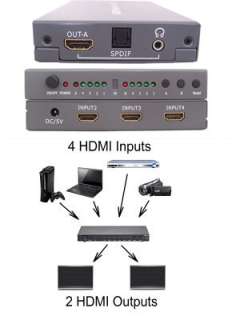 TRUEHD 4x2 HDMI MATRIX SWITCH SPLITTER, SPDIF out, REMOTE CONTROL 3D 