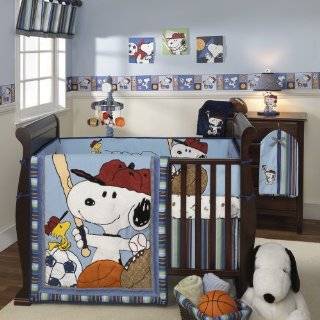Bedtime Originals Champ Snoopy 4 Piece Baby Crib Bedding Set, Blue