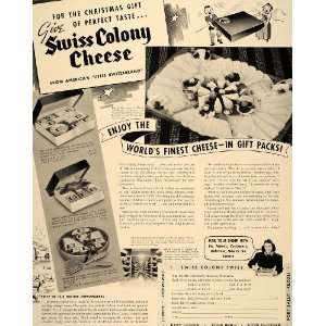  1941 Ad Swiss Colony Monroe Wisconsin Cheese Gift Box 