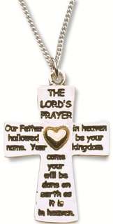 Lords Prayer Cross Fashion Necklace Silver & Gold Double Sided Plated 