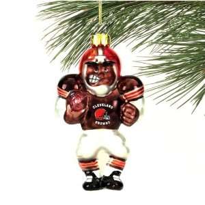  Cleveland Browns Angry Football Player Glass Ornament 
