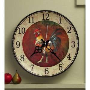  Vintage Look Farmhouse Rooster Kitchen Plate Wall Clock By 
