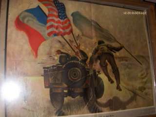 World War 2 Flag Combat Pin up Girl Print Esquire 1944  