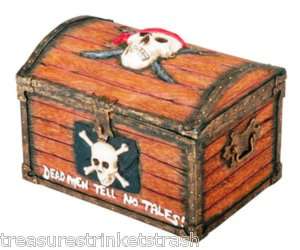 Pirates Skull Treasure Chest Trinket Box Jolly Roger  